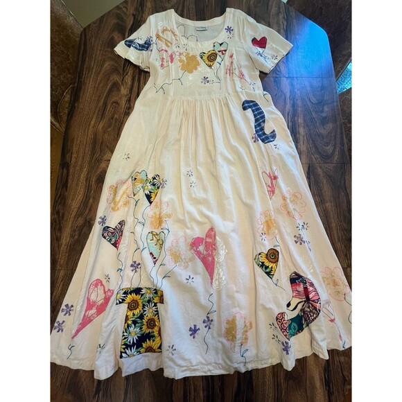 VC Torias Maxi Dress Hand Painted Graffiti Art Sz M/L Vtg 90s Signed READ - Picture 1 of 13